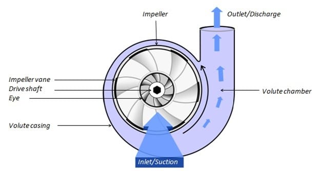 Schematic diagram of centrifugal pump